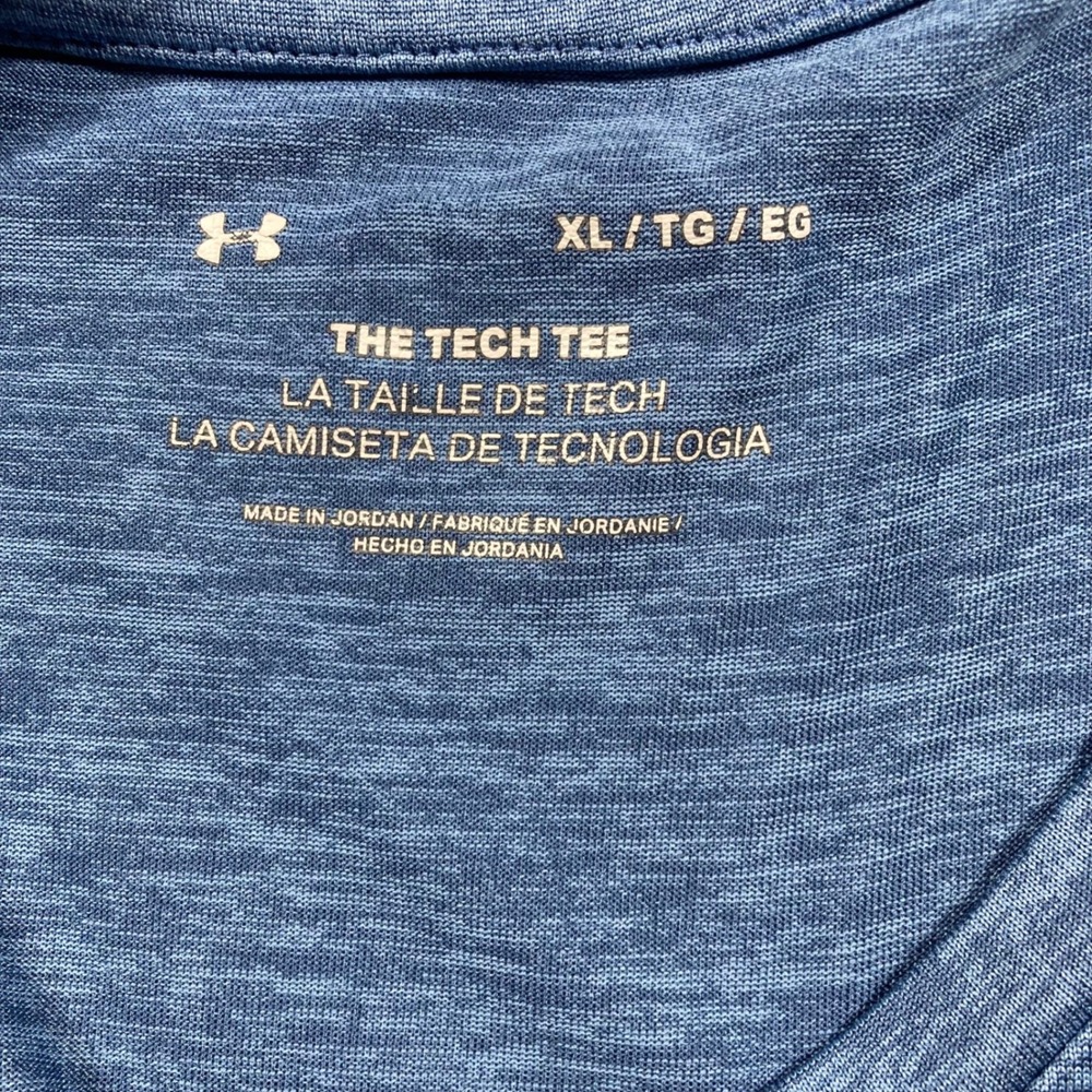 Under Armour Tee Mens XL Blue Short Sleeve The Tech Tee Heathered - Picture 4 of 6